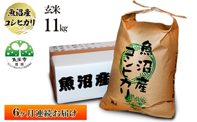 
[№5762-0947]（玄米・11kg）6ヶ月連続お届け【有機栽培・生態系保全・再生可能エネルギー・エコファーマー・生産工程管理】魚沼産コシヒカリ
