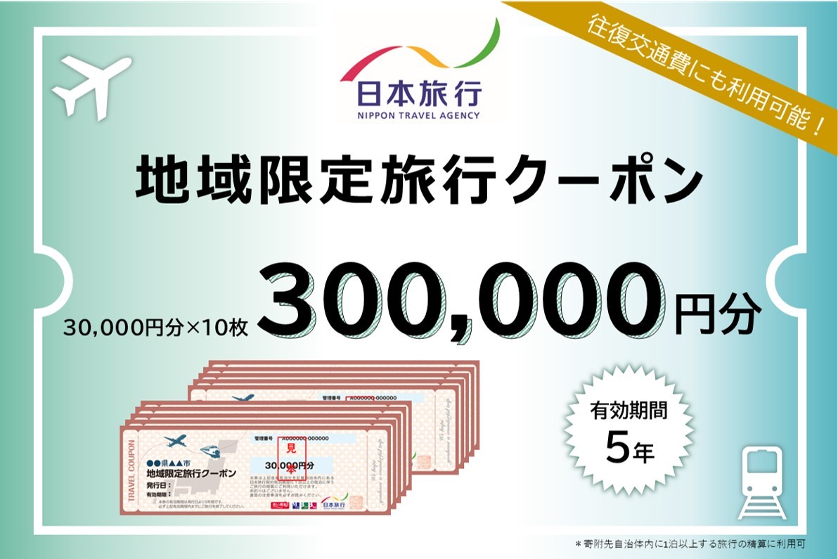 
                  福岡県柳川市 日本旅行 地域限定旅行クーポン300,000円分（30,000円分×10枚）旅行クーポン 旅行 観光 クーポン 家族旅行 柳川市
                