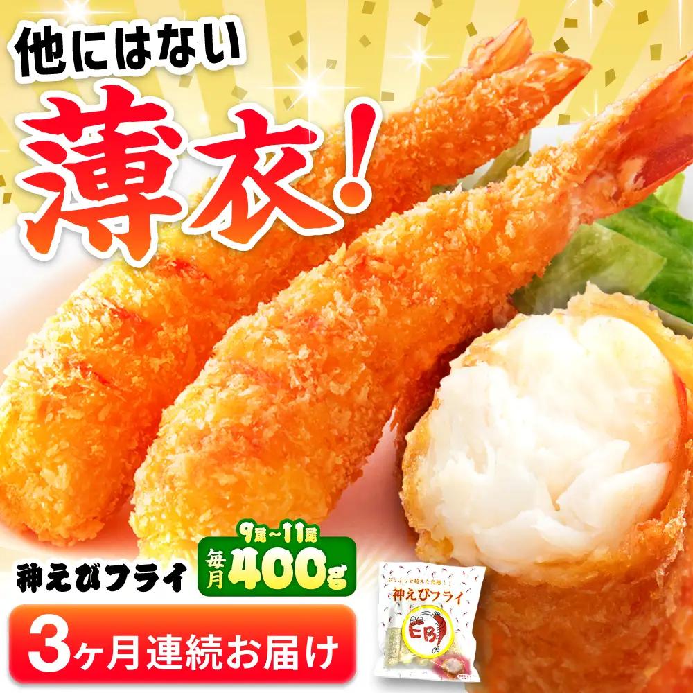 【全3回定期便】無頭「神えびフライ」9尾～11尾(400g)エビフライ 海老フライ えび エビ 海老 [FDE011]