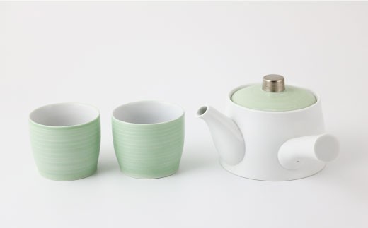 
                  【セット】［有田焼］有田焼デザイン急須＆湯呑セットパールグリーン（JAPAN TEA）【ARITA PORCELAIN LAB】
                