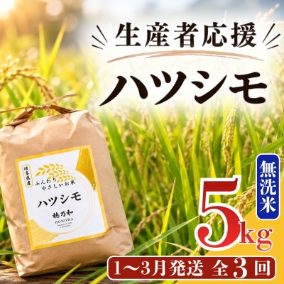 
                  ＜発送月固定定期便＞＜先行予約＞生産者応援!岐阜県産ハツシモ(無洗米)5kg＜1～3月発送＞全3回_ハツシモ はつしも 無洗米 お米 白米 岐阜県産 5kg 定期便 美味しい【4073731】
                