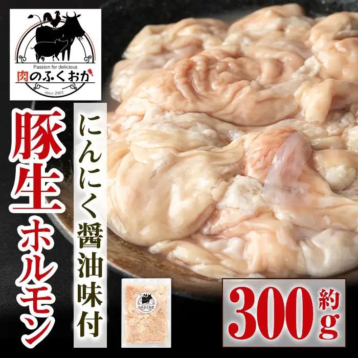 豚ホルモン にんにく 醤油味 約300g 生ホルモン 豚肉 冷凍【肉のふくおか】P79006