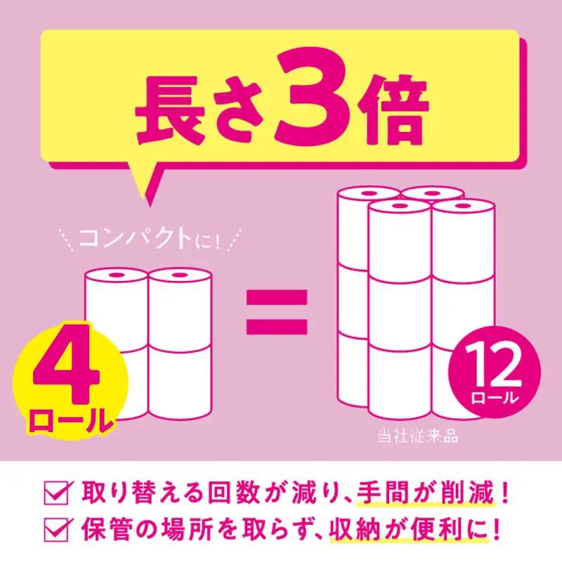 《3ヶ月ごとに4回お届け》定期便 トイレットペーパー スコッティ フラワーパック 3倍長持ち〈香り付〉4ロール(ダブル)×12パック 最短翌日発送