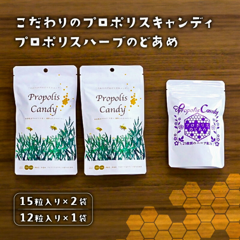 【ふるさと納税】こだわりのプロポリスキャンディ×2袋とプロポリスハーブのどあめ 栃木県 那須塩原市 自社製プロポリス はちみつ ブレンド マイルド キャンディ 21種類のハーブエキス あめ 送料無料