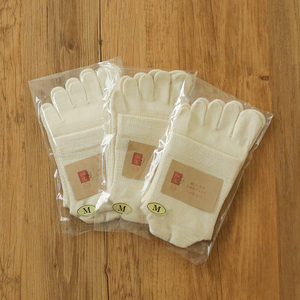 絹コットン 5本指フィット 3足セットA 生成Mセット(22cm～24.5cm) [2717]