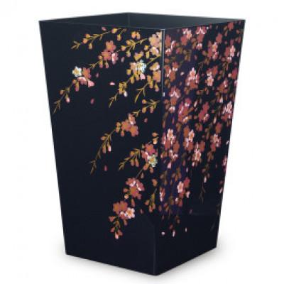 ふるさと納税 かつらぎ町 蒔絵調 ダストボックス M角 6.7L 桜ブラック 和室に日本の美を添えるくず入れ