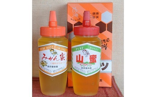 183 とんがり容器でお届け！はちみつ２種(みかん蜜、山蜜)各　500g(A183-1)