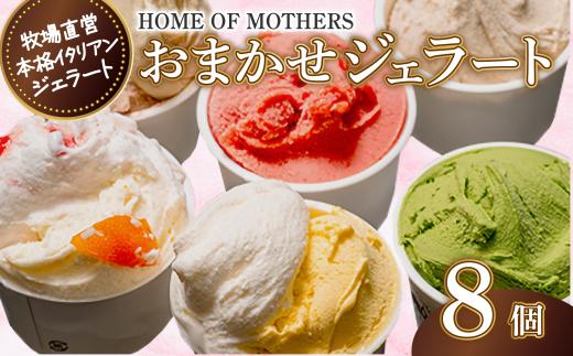 ジェラート 8個 （ プレミアムジェラート2個入・4種以上入アソート）アイス おまかせ 牧場直営 イタリアンジェラート アイスクリーム イタリア ミルク 果物 フルーツ 牧場 スイーツ デザート お菓子 贈答 プレゼント 贈り物 人気  ホームオブマザーズ 宇畑牧場 hom002