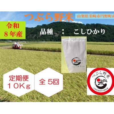 ふるさと納税 韮崎市 【毎月定期便】つぶら野米(品種:コシヒカリ) 白米10kg 定期5ヶ月(計50kg)全5回