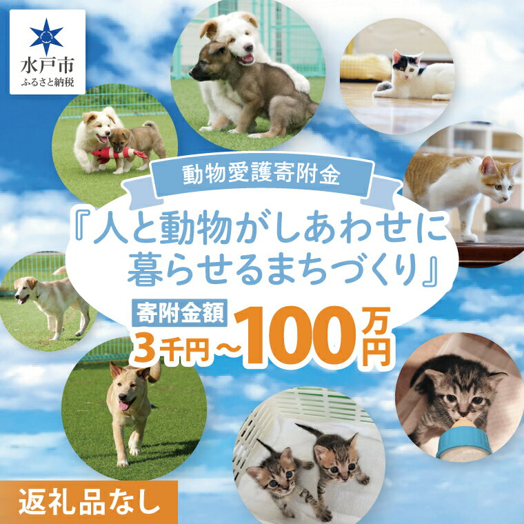 【ふるさと納税】【返礼品なし】【選べる寄附金額】水戸市 動物愛護寄附金『人と動物がしあわせに暮らせるまちづくり』3000円～1000000円【保護 犬 猫 ペット 応援 支援 水戸市どうぶつ愛護センター 茨城県】(LW-7)