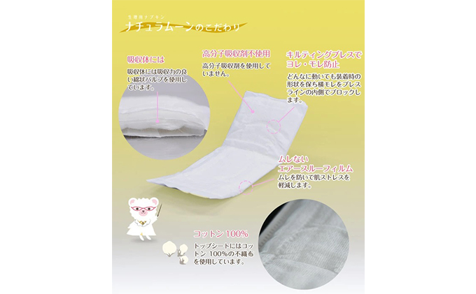 ナチュラムーン生理用品　昼用羽なし18個入×6個 日用品 女性 レディース ナプキン 医薬部外品 防災 防災グッズ 