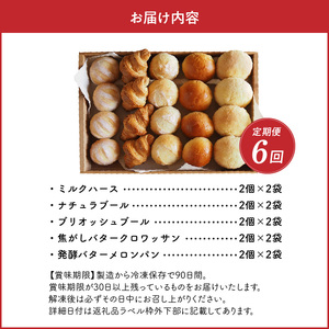 無添加冷凍パンセット〈リッチ〉　6回定期便 無添加 冷凍パン セット リッチ 急速冷凍 焼きたて パン 長期保存 国産小麦 ミルクハース ナチュラブール ブリオッシュブール クロワッサン メロンパン 