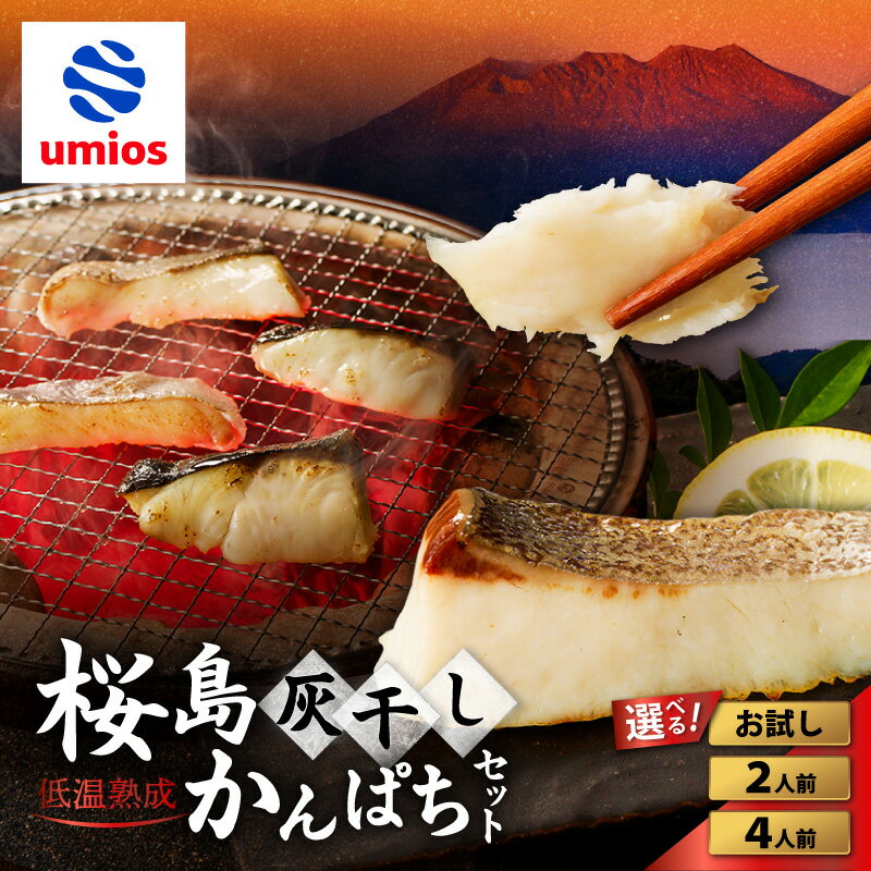 【ふるさと納税】＜選べる容量＞ 桜島灰干し かんぱち セット お試し ～ 4人前 魚 魚介 海産物 海の幸 干物 ひもの 焼くだけ 簡単 調理 惣菜 おかず 加工品 詰合せ 美味しい 桜島 灰干し 火山灰 冷凍 Umios AQUA 鹿児島 鹿児島市 おすすめ ランキング プレゼント ギフト
