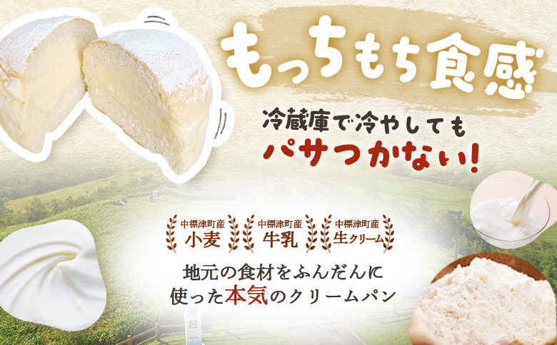 もちもちクリームパン8個セット | オンライン申請 ふるさと納税 北海道 中標津 クリームパン 計4種 各2個 詰め合わせ カスタード 小倉 あん いちご ジャム ピスタチオ もちもち 贅沢 パン 食