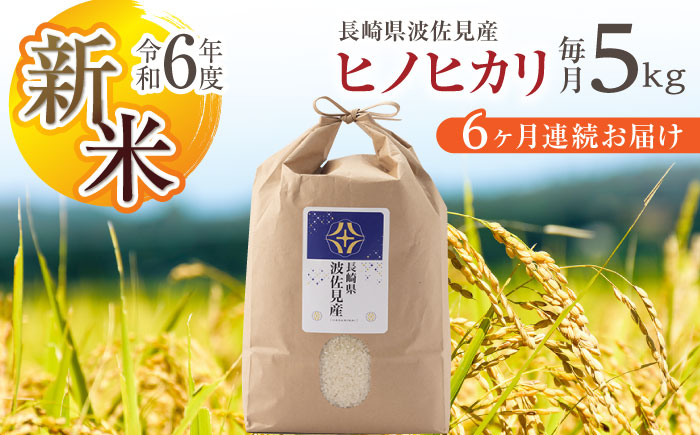 
            【令和6年度新米】【全6回定期便】ヒノヒカリ 白米 5kg×6回 計30kg  波佐見町産【冨永米穀店】 [ZF05]
          