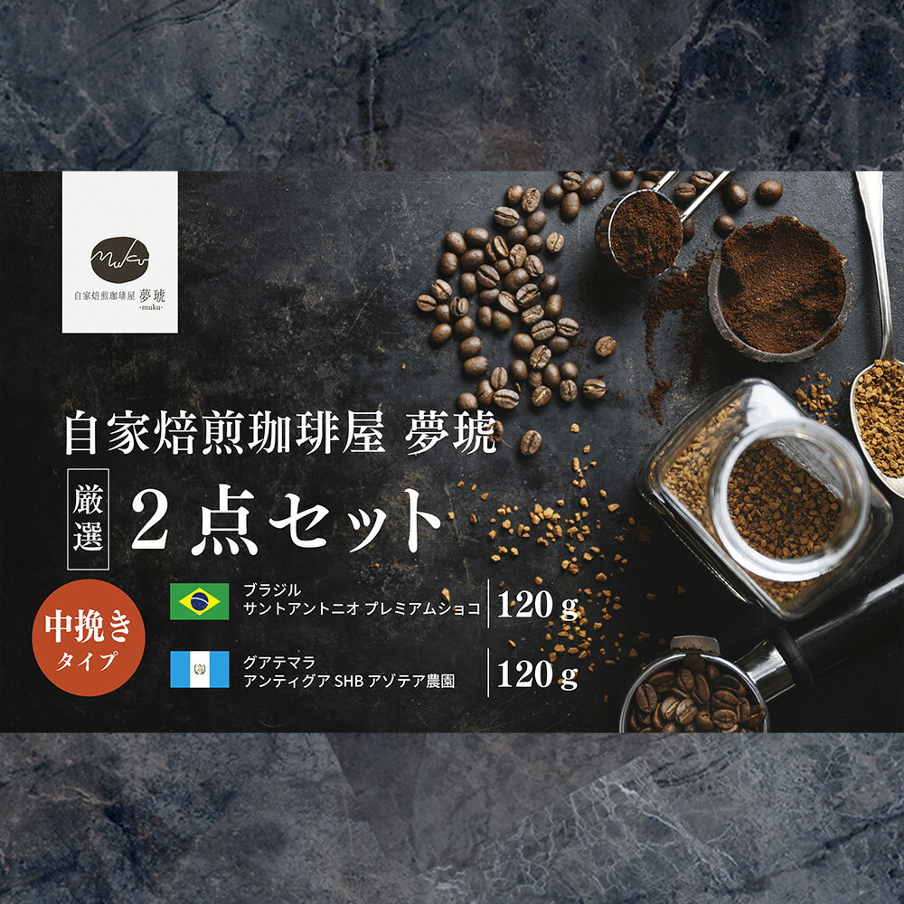 【ふるさと納税】府中から世界に発信できる店を【自家焙煎珈琲屋 夢琥】中挽豆2点セット［No.1020］／ コーヒー 高品質 フレーバー感 送料無料 広島県
