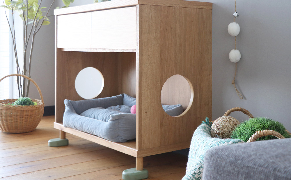 【東馬家具】TRM019 まるみえチェスト【天然木 ナチュラルデザイン 収納アイテム オープンスペース 猫 便利 キュート 完成品 脚のみ取付】(H060616)