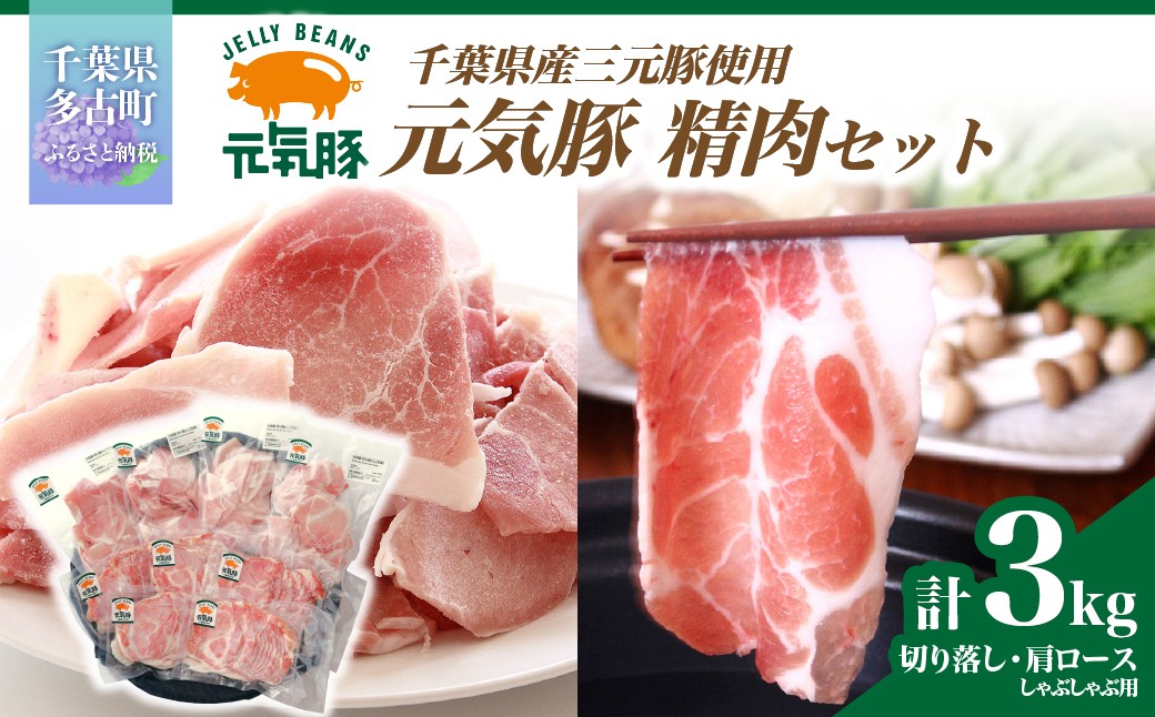 
                  ＜農場直送＞千葉県産三元豚　元気豚 精肉セット 3kg ／ふるさと納税 豚肉 三元豚 元気豚 精肉 精肉セット 千葉県産 多古町 TAKB009
                