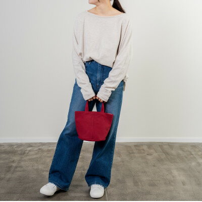 【ふるさと納税】三河木綿刺子織　sasicco　コールバッグ　赤【1683987】