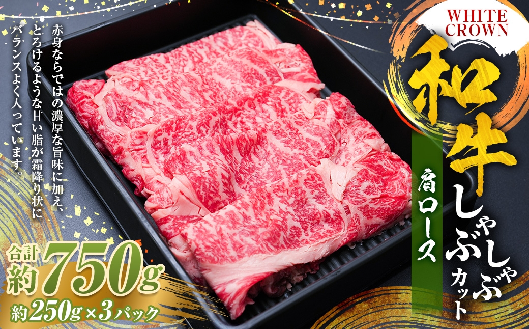 
                  WHITECROWN 和牛肩ロースしゃぶしゃぶカット （ 約750g ） 和牛 肩ロース しゃぶしゃぶ 赤身 霜降り 国産牛 たんぱく質 国産 熊本県産 お肉 肉 にく ニク 牛肉 牛 和牛 冷凍
                