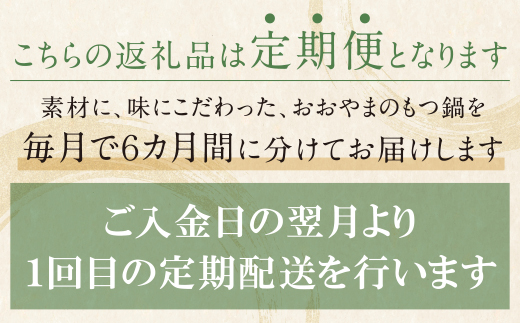 【定期便6ヶ月】福岡売上No1　博多もつ鍋おおやま もつ鍋しょうゆ味 2人前