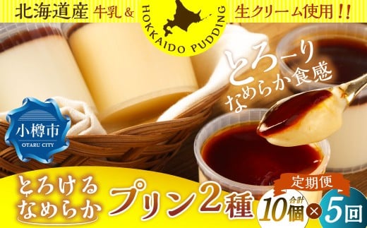 【5回定期便】 プリン 2種セット （ミルク ・ カスタード） 約900g （約90g×10個） （合計約4.5kg） 2種類 ぷりん 牛乳 洋菓子 菓子 お菓子 セット 定期便 北海道 小樽市 冷凍