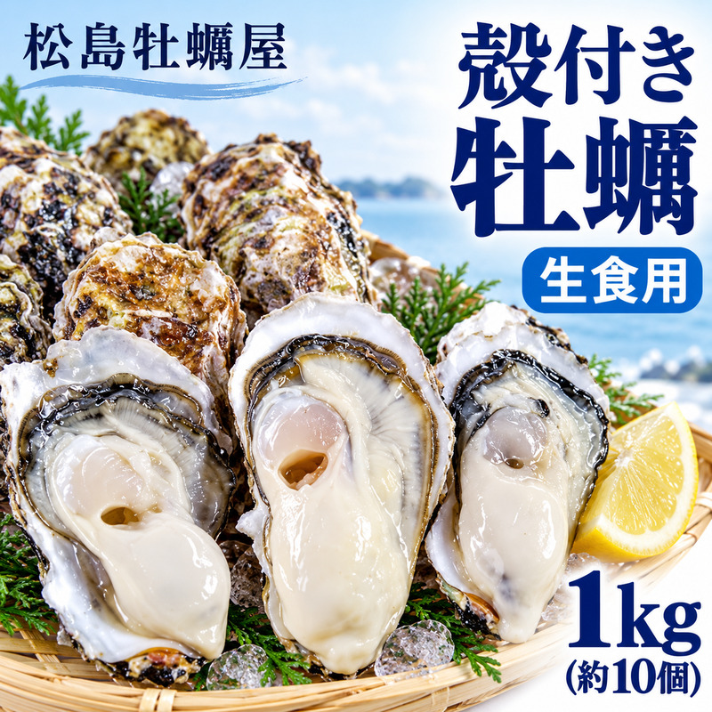 【先行予約の生牡蠣】殻付き 牡蠣 生食用 1kg (約10個) 宮城県産 送料無料 生牡蠣 かき カキ 牡蛎 松島牡蠣屋 産地直送 ふるさと納税 魚介類 バーベキュー BBQ ギフト
