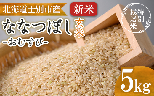 《特別栽培米》北海道士別市産 ななつぼし 玄米 「おむすび」 (5kg) 数量限定 米 お米 玄米 道産米 北海道米 ごはん おこめ コメ 【高松農園】【B7145】