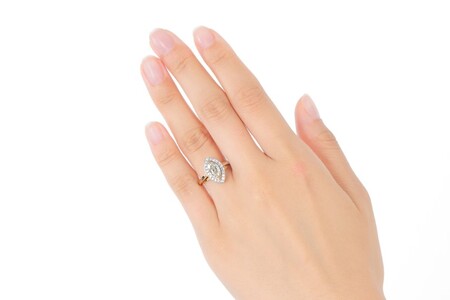 【一点もの】ダイヤモンド（1.013ct）プラチナK18コンビリング　R90　K05146-H