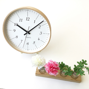 KATOMOKU plywood clock 18≪km-110NARC≫やや大きめ曲げわっぱ電波時計B（ナチュラル）【A-101】