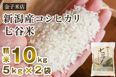 【令和7年産】老舗米穀店が厳選 新潟県加茂市産コシヒカリ「七谷米」精米10kg（5kg×2）〈順次出荷〉 従来品種 金子米店