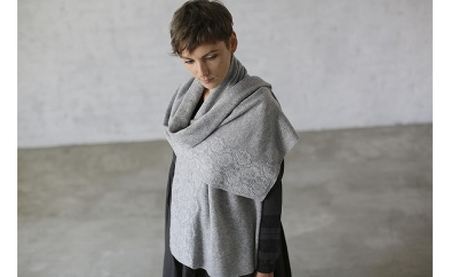 BM-4 【カシミヤ100%】ラッセルレースストール　ミディアムグレー