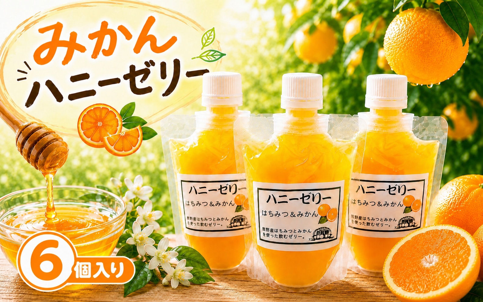 みかんゼリー 無添加 ハニーゼリー 165g×6個 みかん 温州みかん ミカン 100％果汁 フルーツ 果物 柑橘 果実 デザート スイーツ フルーツゼリー シャーベット おやつ 人気 国産 お取り寄せ 濃厚 甘い【szjk0005】