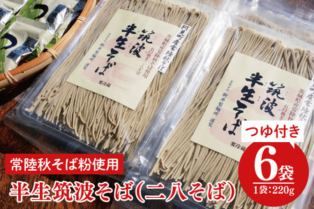 石臼挽き 常陸秋そば粉使用 半生筑波そば<二八そば>つゆ付【蕎麦 阿見町 茨城県】（33-02）