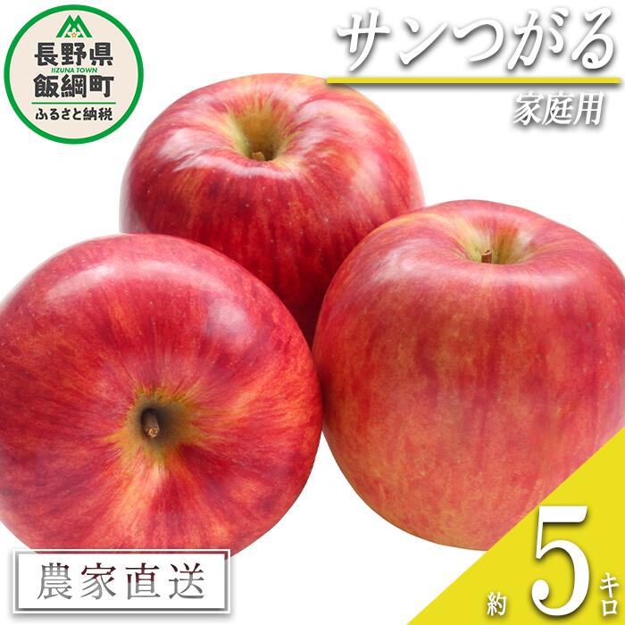 【ふるさと納税】 りんご サンつがる 家庭用 5kg 沖縄県への配送不可 令和7年度収穫分 宮本ファーム エコファーマー 減農薬栽培 長野県 飯綱町 〔 リンゴ 林檎 果物 フルーツ 信州 長野 12000円 予約 農家直送 〕発送期間：2025年9月上旬〜2025年9月下旬