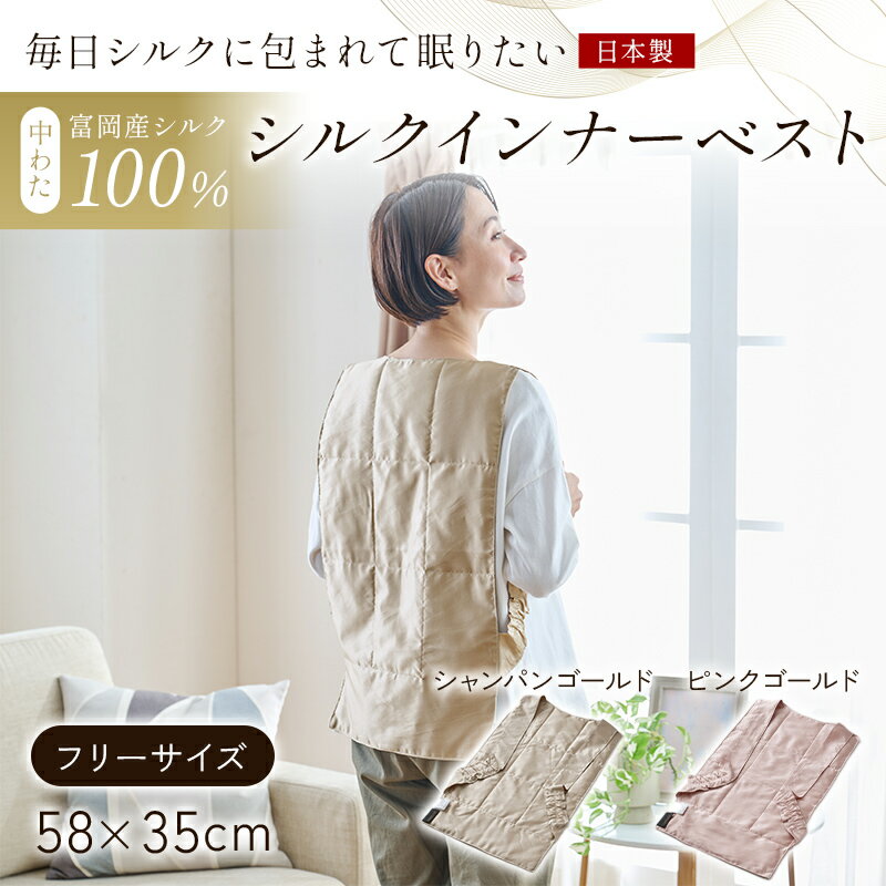 【ふるさと納税】 「毎日シルクに包まれて眠りたい」【中わた 富岡産シルク100％】 インナーベスト（フリーサイズ） シルク 絹 贈り物 ギフト 国産 F21E-449