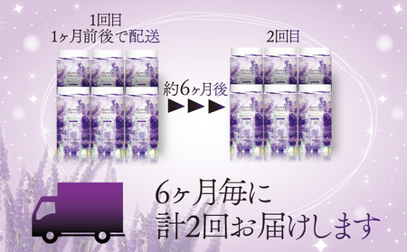 【 定期便 年 2 回 6 ヶ月毎 】 トイレットペーパー 12ロール ダブル 香り付き ラベンダー 花束 フラワー プリント 日用品 静岡 沼津 丸富製紙 定期 長持ち 備蓄