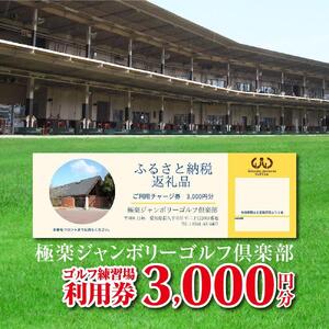 極楽ジャンボリーゴルフ倶楽部　ゴルフ練習場利用券【3,000円分】【練習場 倶楽部 クラブ 入場券 利用券 レッスン 愛知県 長久手市 AQ01】