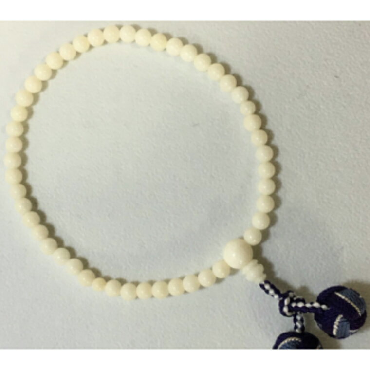 【ふるさと納税】 白珊瑚の片手数珠 数珠袋付き 略式数珠 片手数珠 白サンゴ 珊瑚 さんご 数珠 仏具 お盆 葬式 法事 葬儀 法要 男の子用 キッズ用 子ども用 お守り 送料無料 kn018