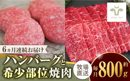 【牧場直送】【全6回定期便】佐賀牛100％ハンバーグ4個と希少部位焼肉300g / 佐賀県 / 有限会社佐賀セントラル牧場 [41ASAA201]