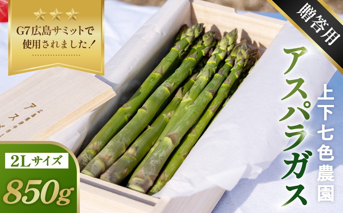 
                  上下七色農園贈答用アスパラガス　2Lサイズ　桐箱 ／ 野菜 新鮮 柔らか ジューシー お中元 贈り物 ご進物 広島県 特産品 No.1098
                