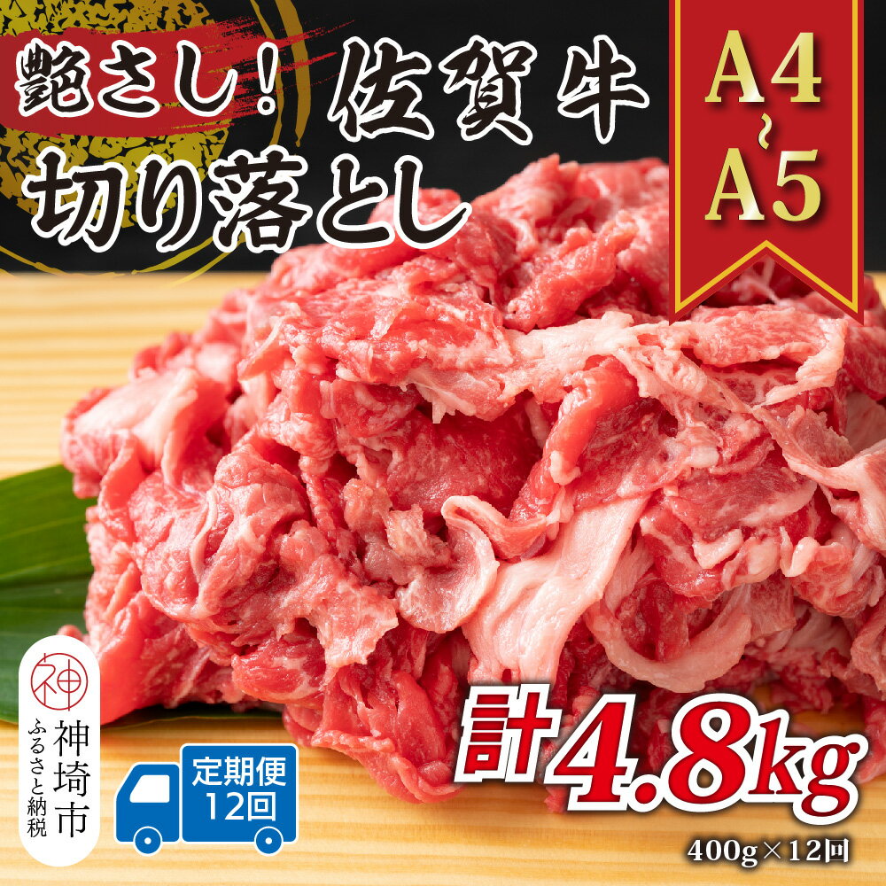 【ふるさと納税】【12か月定期便】艶さし！【A4～A5】佐賀牛切り落とし 400g×12回【肉 牛肉 ブランド牛 黒毛和牛 ふるさと納税】(H112308)