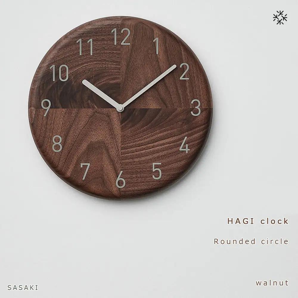 HAGI clock - Rounded circle　SASAKI【旭川クラフト(木製品/壁掛け時計)】ハギクロック / ササキ工芸【walnut】|時計_03455