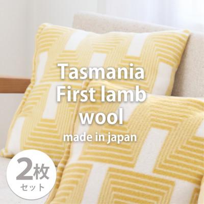 ふるさと納税 和泉市 【2枚組】洗えるタスマニアラムウール混クッションカバー 45×45cm YE OTW-4545-2P