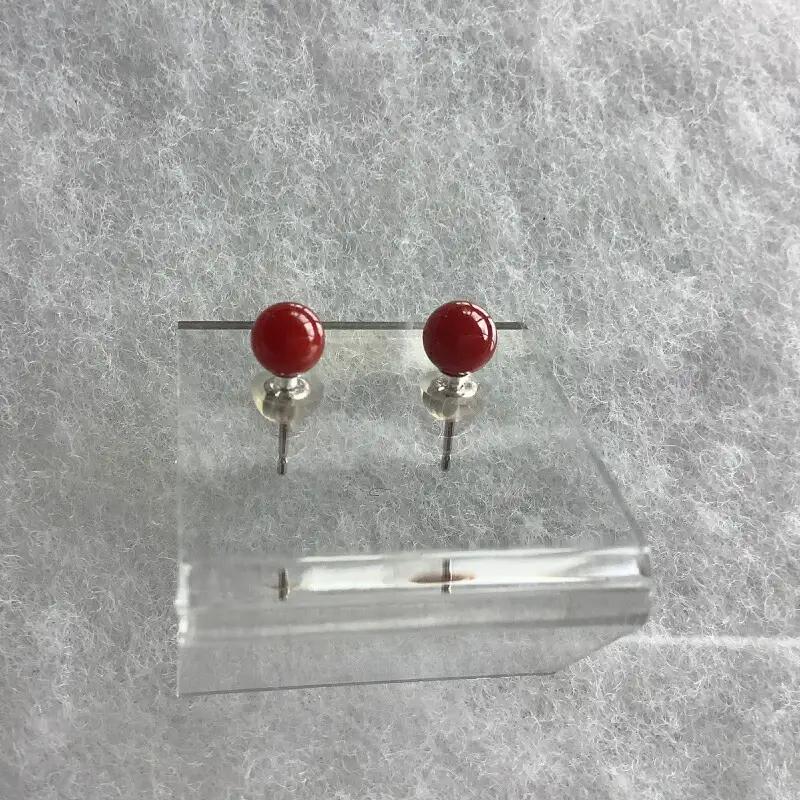 【サンゴ】ピアス 血赤サンゴ K18WG