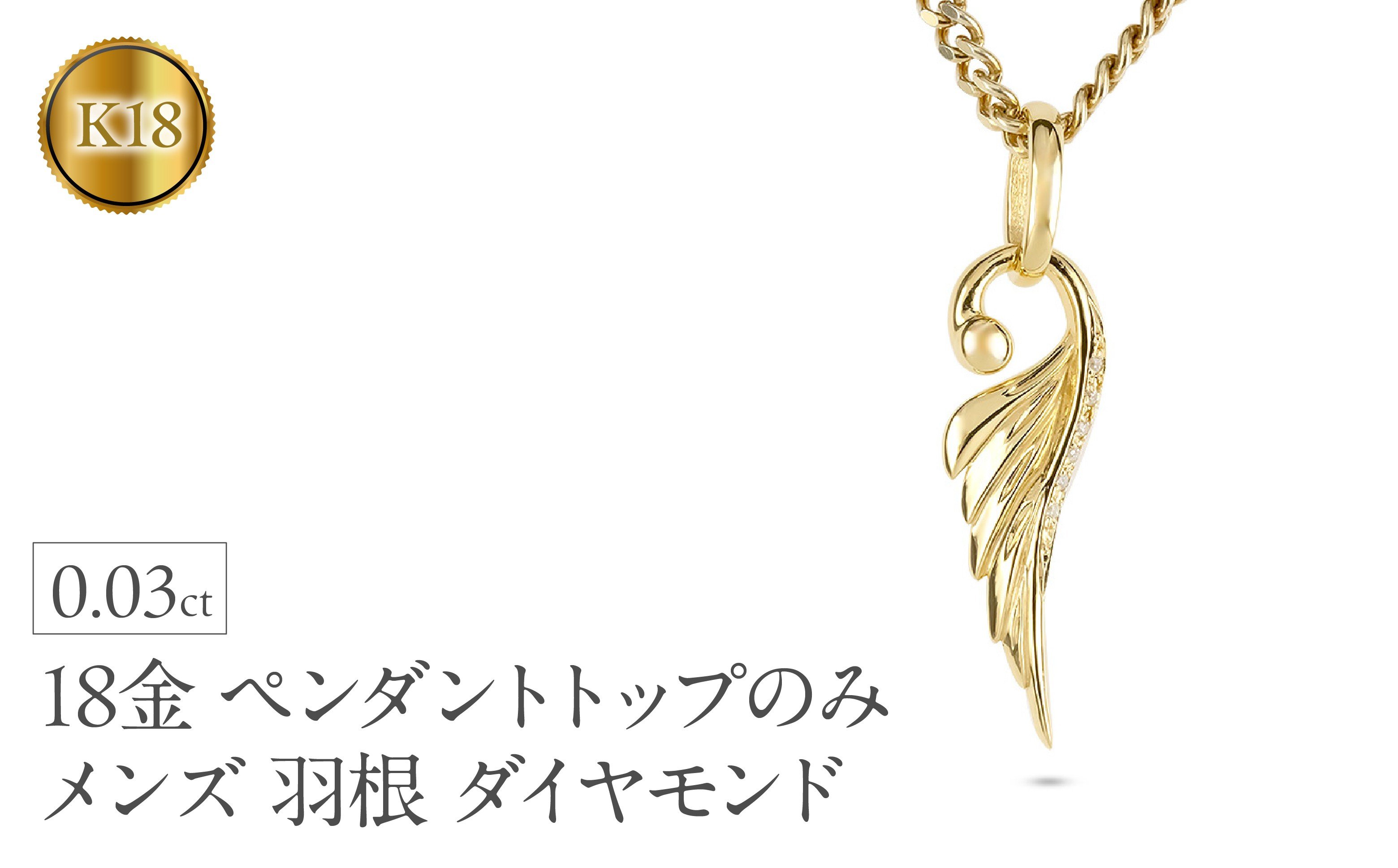 
            ネックレス 18金 18k メンズ フェザー 羽根 喜平用 ダイヤモンド ペンダントトップ 大ぶり 羽 イエローゴールドK18 ゴールド シンプル ジュエリー 普段 使い 190523100dym-e SWAA334-gd
          