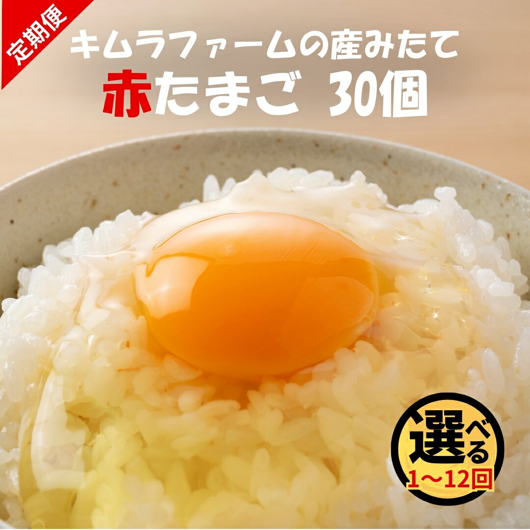 【ふるさと納税】 産みたて卵 赤たまご30個（Mサイズ）定期便 1回～12回 選べる配送回数 生卵 赤卵 たまご 卵焼き 新潟県 五泉市 産みたてたまごのキムラファーム