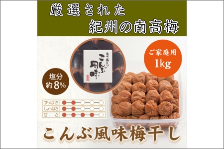 【0834-5】紀州南高梅 こんぶ風味梅干 1.0kg