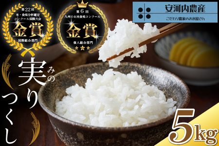 【先行予約】【10月下旬より順次発送】実りつくし 5kg 「令和4年 米・食味コンクール国際大会金賞」お米 九州産 福岡県宮若産 国産 送料無料 M788