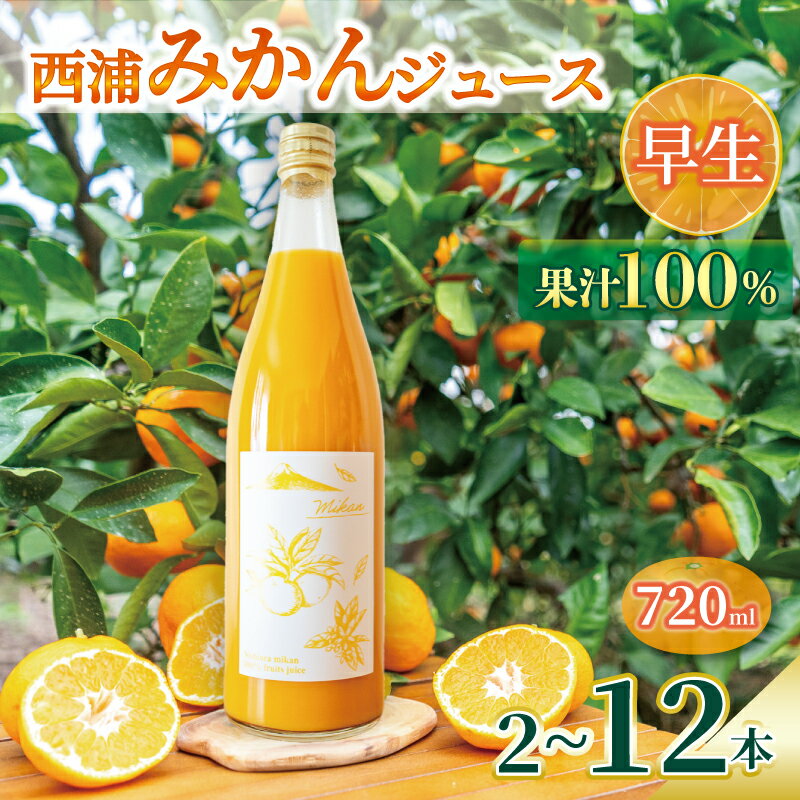 【ふるさと納税】 オレンジ ジュース ストレート 果汁 100％ 早生 みかん 720ml×2～12本 西浦 蜜柑 濃厚 飲み物 ミカン 人気 贈答用 静岡 沼津